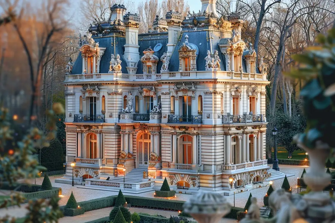 Façade en pierre d’un hôtel particulier avec portail sur une large avenue arborée de l’ouest parisien.