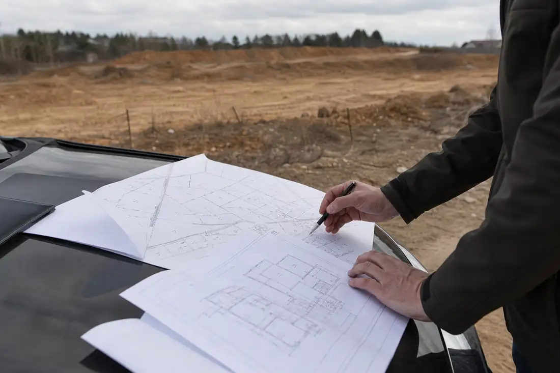 Consultation d’un plan cadastral et d’un dossier de terrain constructible en bordure de parcelle