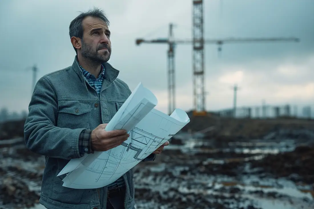 Grue et immeuble résidentiel en construction devant des logements neufs sur un chantier urbain français.
