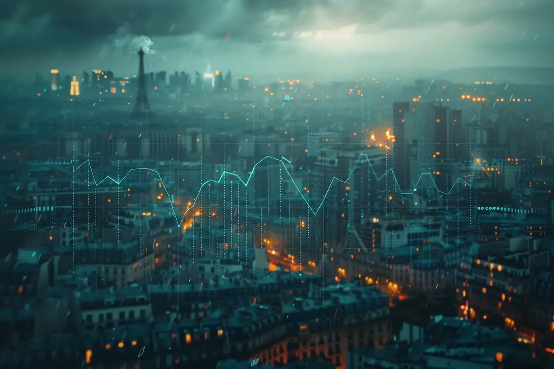Façades d’immeubles parisiens devant lesquelles un acheteur consulte des documents avant une visite immobilière.