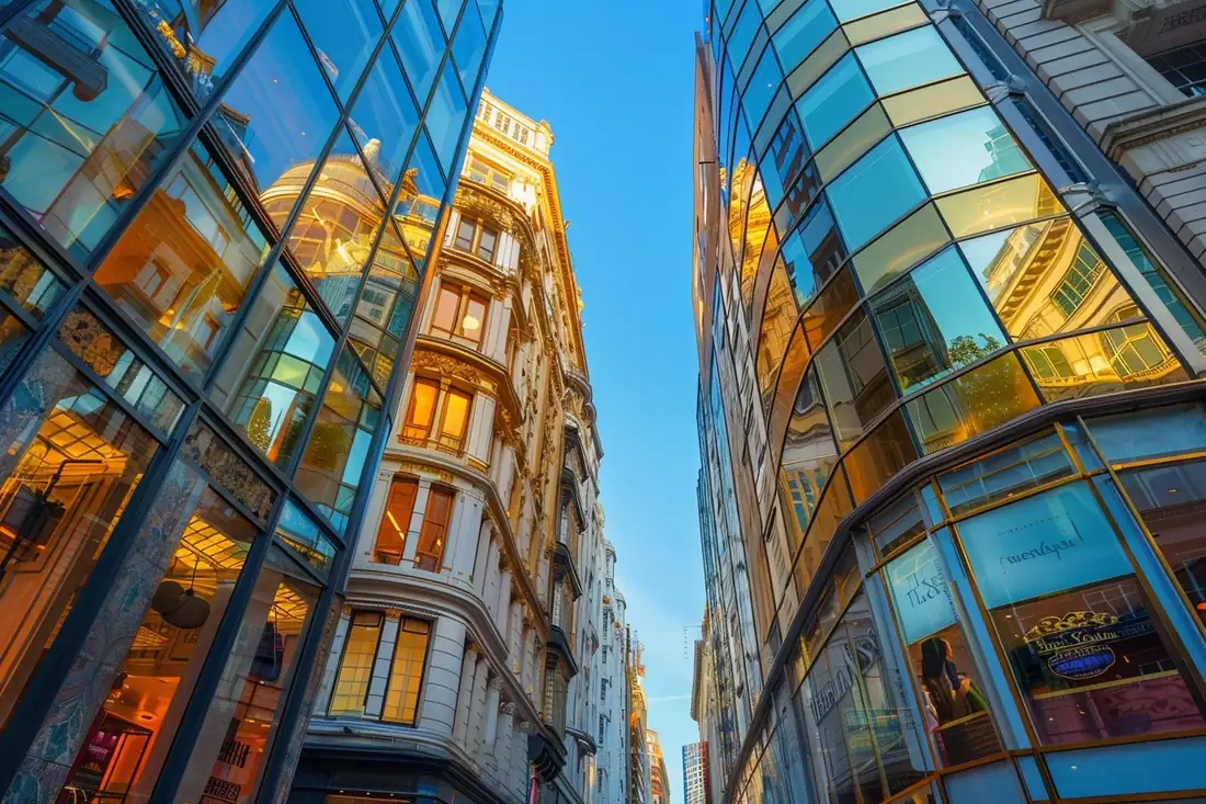 Façades géorgiennes et entrées d’immeubles résidentiels dans une rue élégante du West End à Londres.