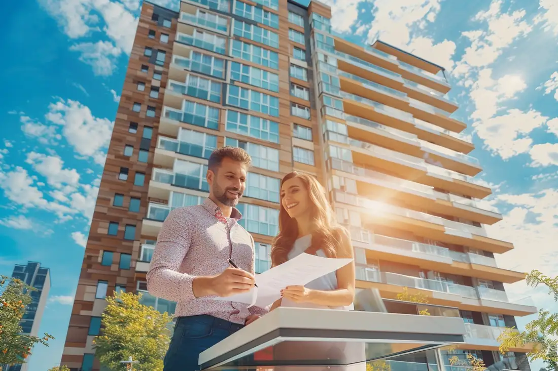 Dossier de crédit, clés et calculatrice posés dans un appartement destiné à un investissement locatif.