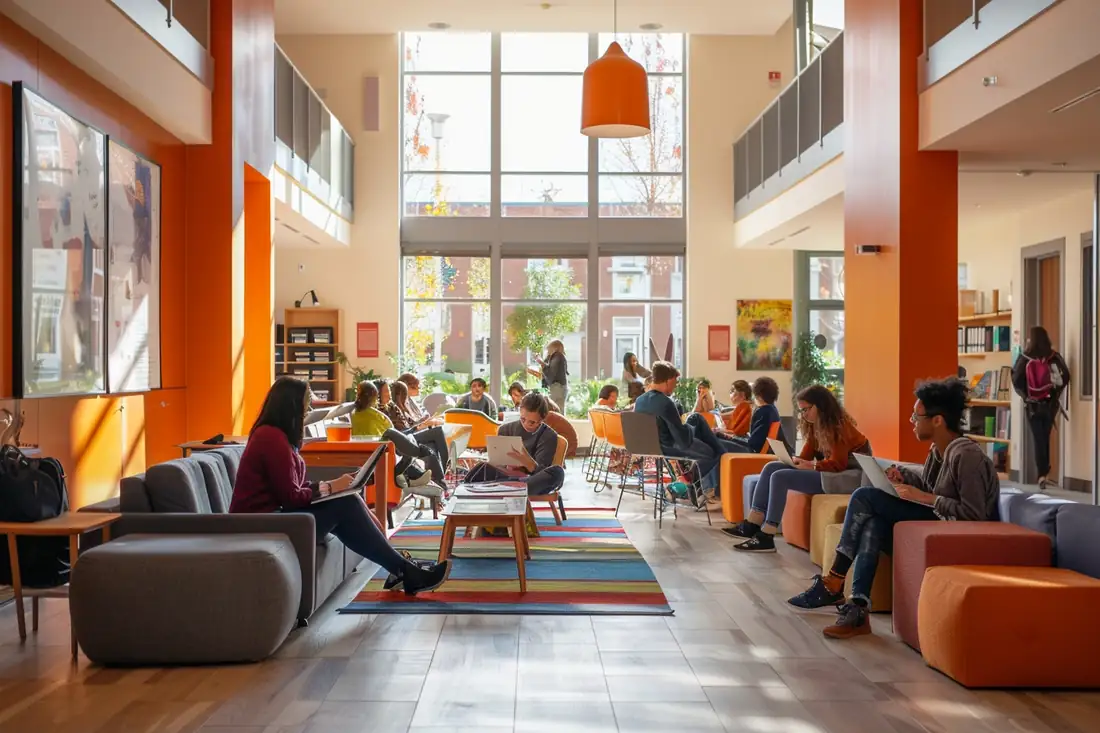 Studio étudiant meublé avec bureau, kitchenette et vélo dans un immeuble résidentiel urbain français.